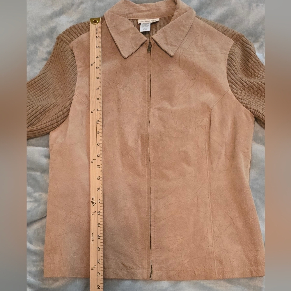 Coldwater Creek Versatile Beige Leather Front Jacket/sweater, Size M (#20) - Picture 8 of 8
